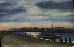 VINTAGE POSTCARD Cannes Sunset on Esterel Boat