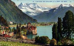 CPA Chateau De Chillon et la Dent Du Midi