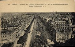 CPA Paris Avenue Des Champs Elysees Prise De I'Arc De Triomphe De I'Etoile