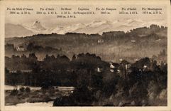 POSTAL Pau de la VENDIMIA la cadena de los Pyrenees