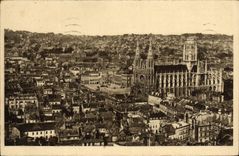 CPA Rouen Vue Generale Place Hotel De Vile Et I Eglise Saint Ouen