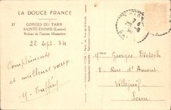 CPA Gorges Du Tarn Sainte Enimie Ruines De I'Ancien Monastere