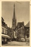 CPA Rouen Vieilles Maisons Et La Fleche De La Cathedrale