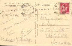 VINTAGE POSTCARD Biarritz the rock of the Virgin by heavy sea