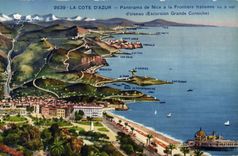 La POSTAL de la VENDIMIA la dimensión del panorama azul de Niza en la consideración italiana de la frontera como el cuervo vuela la cornisa grande de la excursión