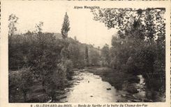 VINTAGE POSTCARD the Alps Mancelles St Leonard Of Wood Edges of the Sarthe and the hillock of the Field of the Steps