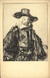 VINTAGE POSTCARD Mansfiguur Rembrandt Rembrandt Louvre