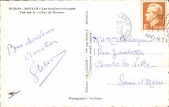 MODERN CARD Monaco Exotic Gardens Sight on the rock of Monaco