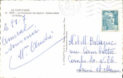 POSTAL de la VENDIMIA la dimensión Niza del azul la caminata del Gallus inglés de la etapa de aterrizaje