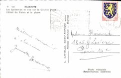 MODERN CARD Biarritz hydrangeas and sight on main beach the hotel of the palate and the headlight