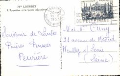 POSTAL MODERNA aspecto pesado y la cueva milagrosa