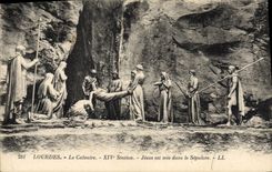 La POSTAL de la VENDIMIA Lourdes la 14ta estación de Jesús del martirio se pone en el sepulcro