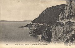 VINTAGE POSTCARD Route of Nice has Turning Monaco of Saint Laurent