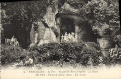 VINTAGE POSTCARD Versailles the Park Bouquet of the Baths of Apollo the cave
