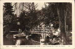 VINTAGE POSTCARD Tours Garden Of the Emoluments D' Oe Swans With the Bridge top