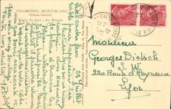 La POSTAL Chamonix Mont Blanc Grotte de la VENDIMIA del glaciar del nos dejó trabajar el perro