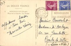 VINTAGE POSTCARD Montpellier Places Comedy the theater