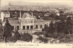 VINTAGE POSTCARD Royat Train station and Seen On Clermont