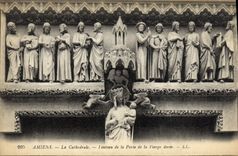 VINTAGE POSTCARD Amiens the Cathedral Lintel of the Gate of the virgin golden