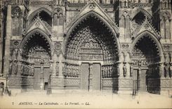 CPA Amiens La Cathedrale Le portail