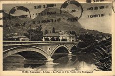 POSTAL Grenoble Isere de la VENDIMIA el verde y el St Eynard de De I' Ile del puente