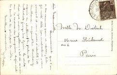 Puente de Estrasburgo de la POSTAL de la VENDIMIA en el barco cercano del Rin Kehl