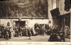 VINTAGE POSTCARD Isabey the Procession Museum of Louvre Paris