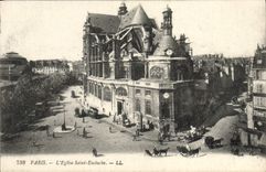 VINTAGE POSTCARD Paris the Church Holy Eustace