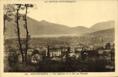CPA Aix Les Bains Vue Generale Et Le Lac Du Bourget