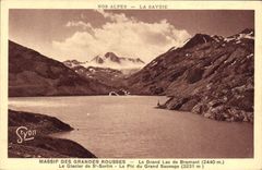 VINTAGE POSTCARD Massive Of Large Russet-red the Big lake De Bramant the glacier of St Sorlin the peak of the Large Savage