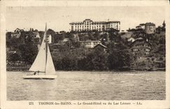 CPA Thonon Les Bains Le Grand Hotel Vu Du Lac Leman