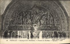 VINTAGE POSTCARD Vezelay Basilica Of the Madeleine Gate Of Narthex Tympanum