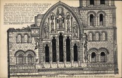 VINTAGE POSTCARD Vezelay Fenestrates old frontage of the basilica of the Madeleine