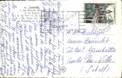 CPM Cannes Les Grands Hotels Le Suquet Le port vu du Suquet