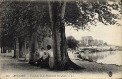 VINTAGE POSTCARD Auxerre Seen from Of the Walk Of the Quays Women