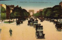 CPA Paris L'avenue Des Champs Elysees Automobile