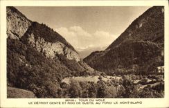 VINTAGE POSTCARD Tour of the Mole the strait cogs and rock of suets At the bottom Mont Blanc