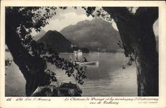 CPA Lac D'Annecy Le Chateau De Duingt et les montagnes d'entreverney vus de Talloires