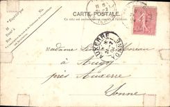 La iglesia de Lyon de la POSTAL de la VENDIMIA de Fourviere y el ela tomado visión de D dan vuelta al metal