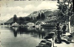 VINTAGE POSTCARD Evian les Bains Of the Lake and Quai Baron de Blonay Fishes Sinning