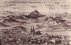 VINTAGE POSTCARD Clermont Ferrand and the Chain of the Domes