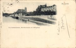 VINTAGE POSTCARD Auxerre the Cathedral German St and the Hospital