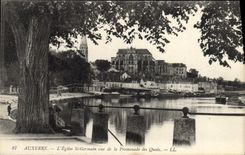 VINTAGE POSTCARD Auxerre the Church German St Seen of the Walk of the Quays