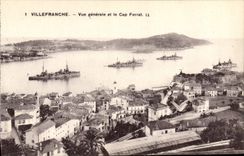 CPA Villefranche Vue Generale et le Cap Ferrat Bateaux