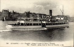 VINTAGE POSTCARD Le Havre Trouville making the service of Le Havre has Trouville Bateau