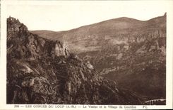 VINTAGE POSTCARD Falls Of the Wolf the viaduct and the village of Gourdon