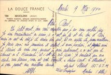 VINTAGE POSTCARD Moulins Old House Commemorative plaque of the passage of Jeanne d' Arc