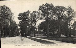 POSTAL Compiegne de la VENDIMIA la entrada del camino del taladro de Pierrefonds