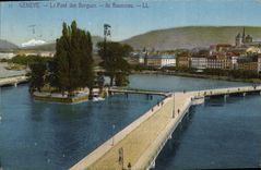 CPA Geneve Le Pont Des Bergues Ile Rousseau