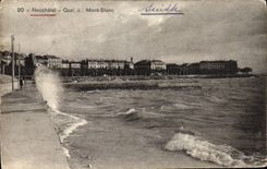 VINTAGE POSTCARD Neuchâtel Quay of Mont Blanc